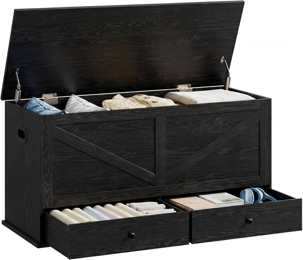 VASAGLE Storage Chest with 2 Fabric Drawers, 15.7 x 39.4 x 19.9 Inches