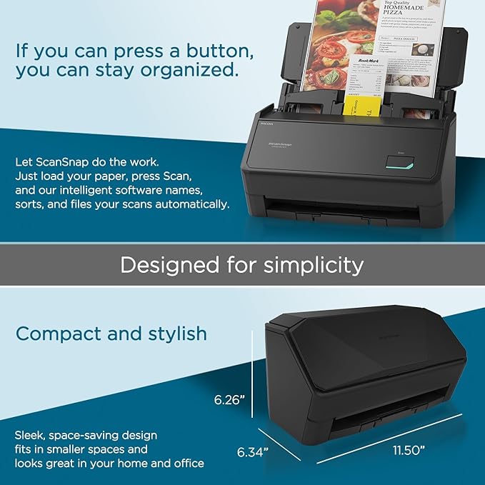ScanSnap iX2400 High-Speed Simple One-Touch Button Color Document, Photo &