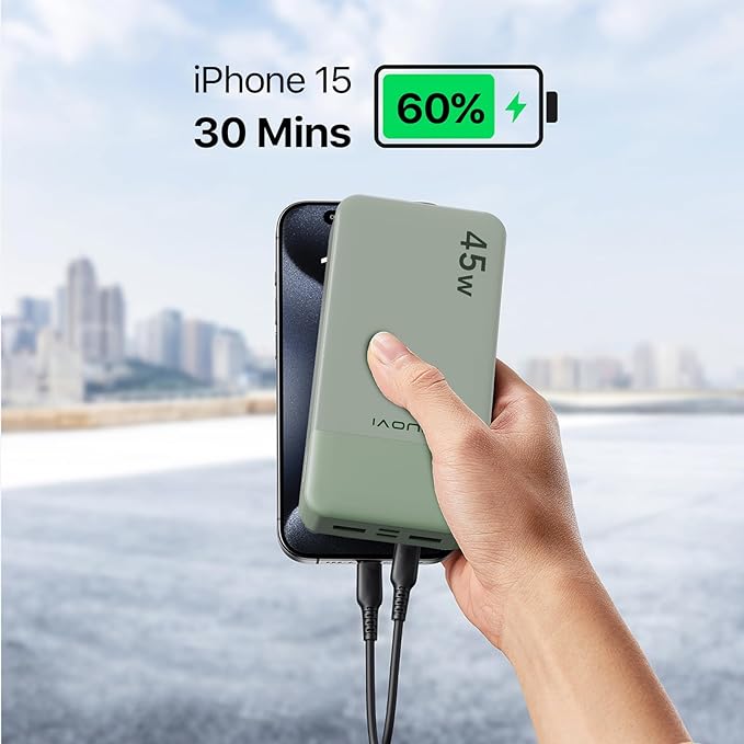 JUOVI J2621 Power Bank Portable Charger 20000mAh 45W, PD 3.0 QC 4.0 Fast
