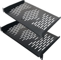 RIVECO 2PCS 1U Rack Shelves, 19” Cabinet Mount 1 U Tray Vented Cantilevers