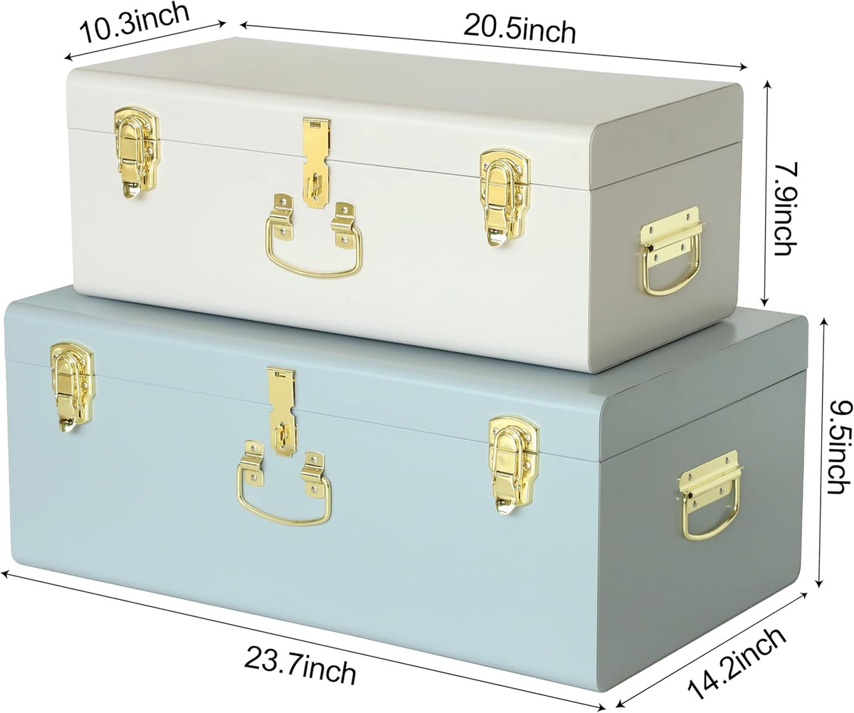 vixdonos decorative large metal box storage trunk chest, close-up detail