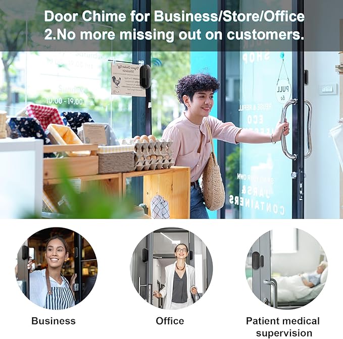 SanJie Door Chime, Wireless Door Chimes When Door Open Entry