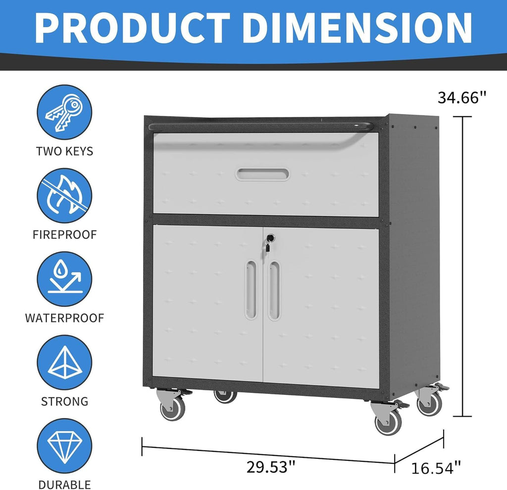 metal storage cabinet for garage, tool cabinet, utility, close-up detail