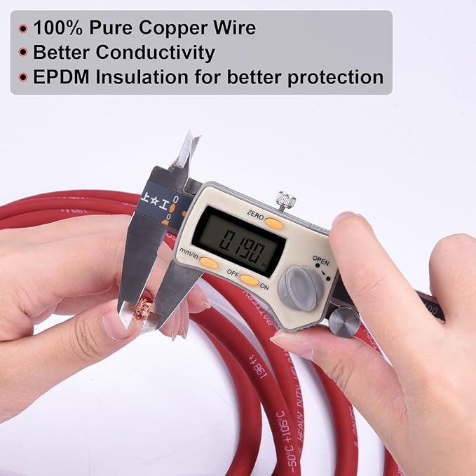 Shirbly 6 Gauge Battery Cable, 10FT Red + 10FT Black 6 AWG Pure Copper Wire