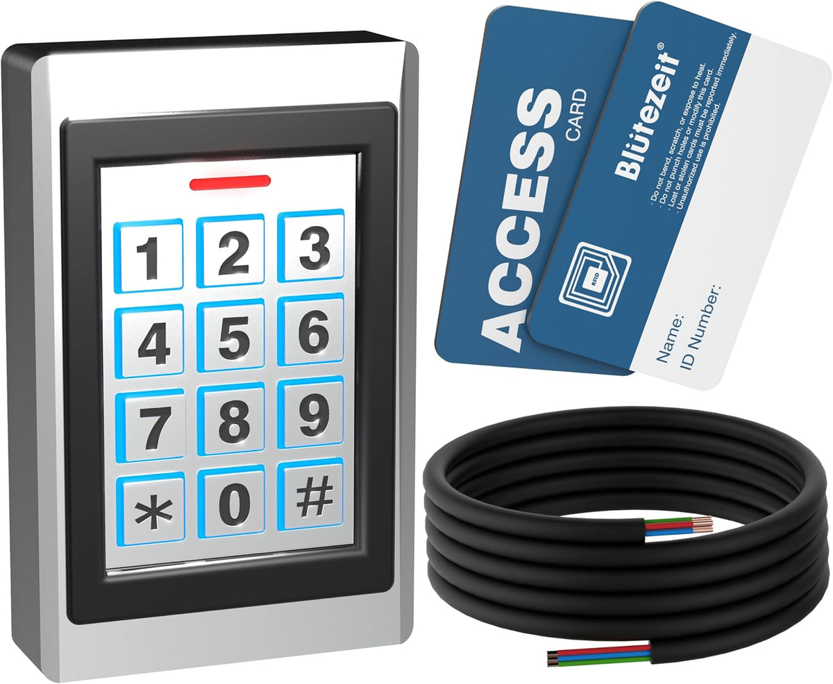 blütezeit wired gate opener keypad with 2 rfid shown in use