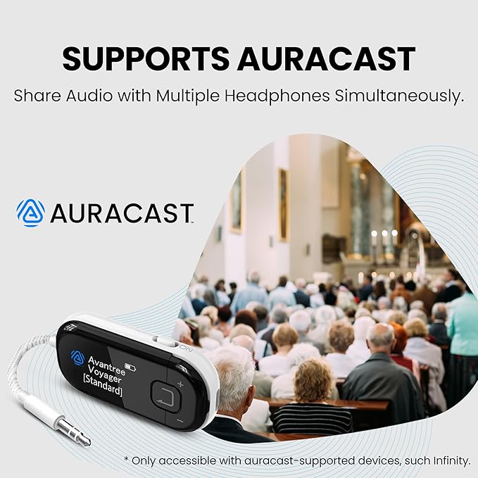 Avantree Voyager – OLED Display & Latest Auracast Bluetooth 5.4 Adapter