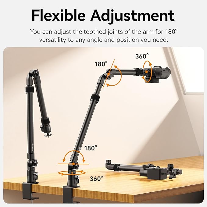 ULANZI ZJ02 Camera Desk Mount Overhead Magic Arm, 98cm/38.6inch Aluminum