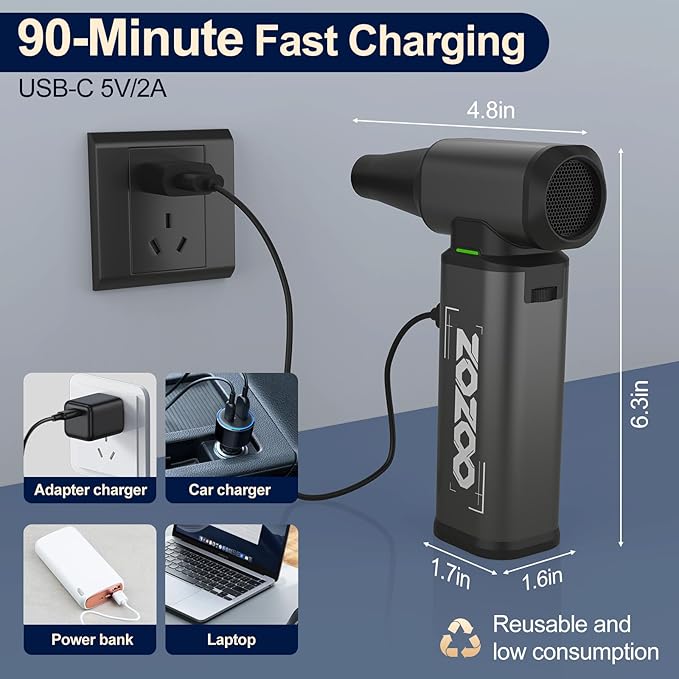 Compressed Air Duster, 180000RPM Powerful Cordless Electric Air Duster