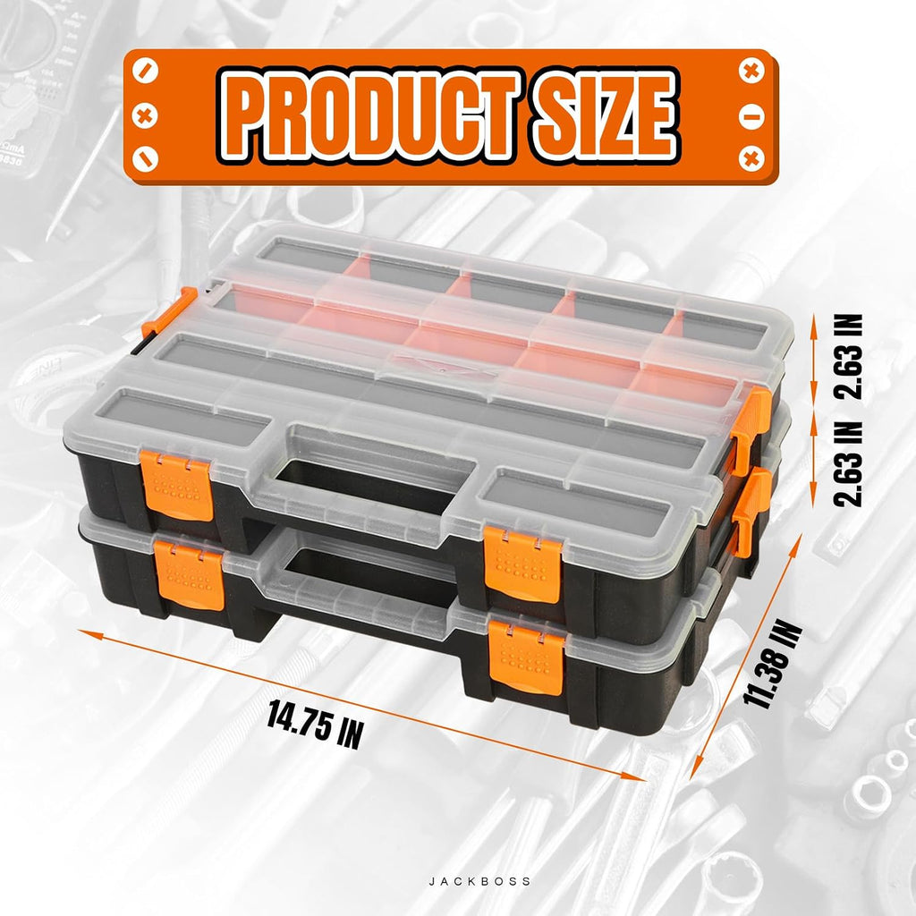 jack boss tool box with transparent lid, single shown in use