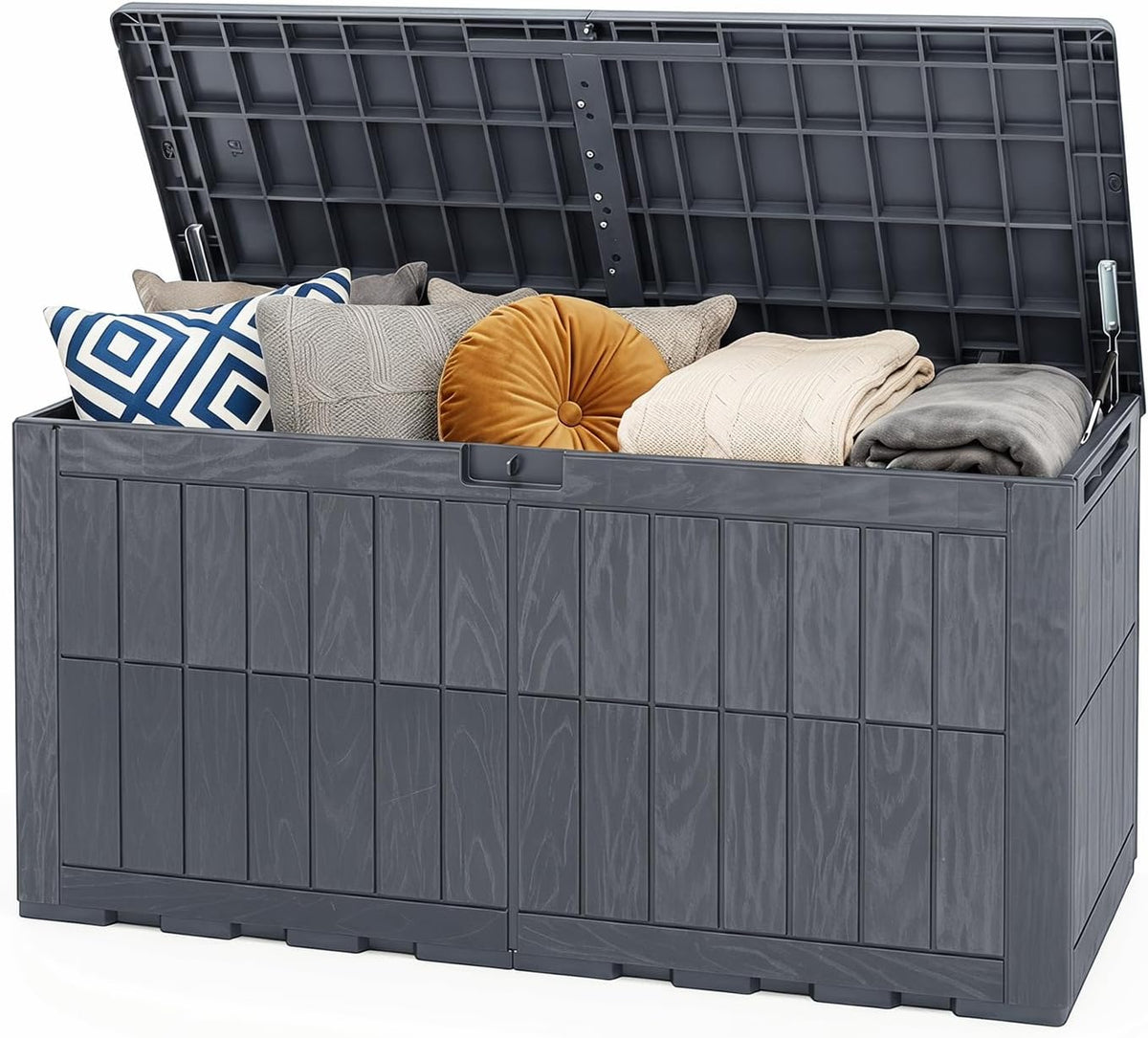 Tangkula 120 Gallon Waterproof Outdoor Storage Box with Lockable Lid
