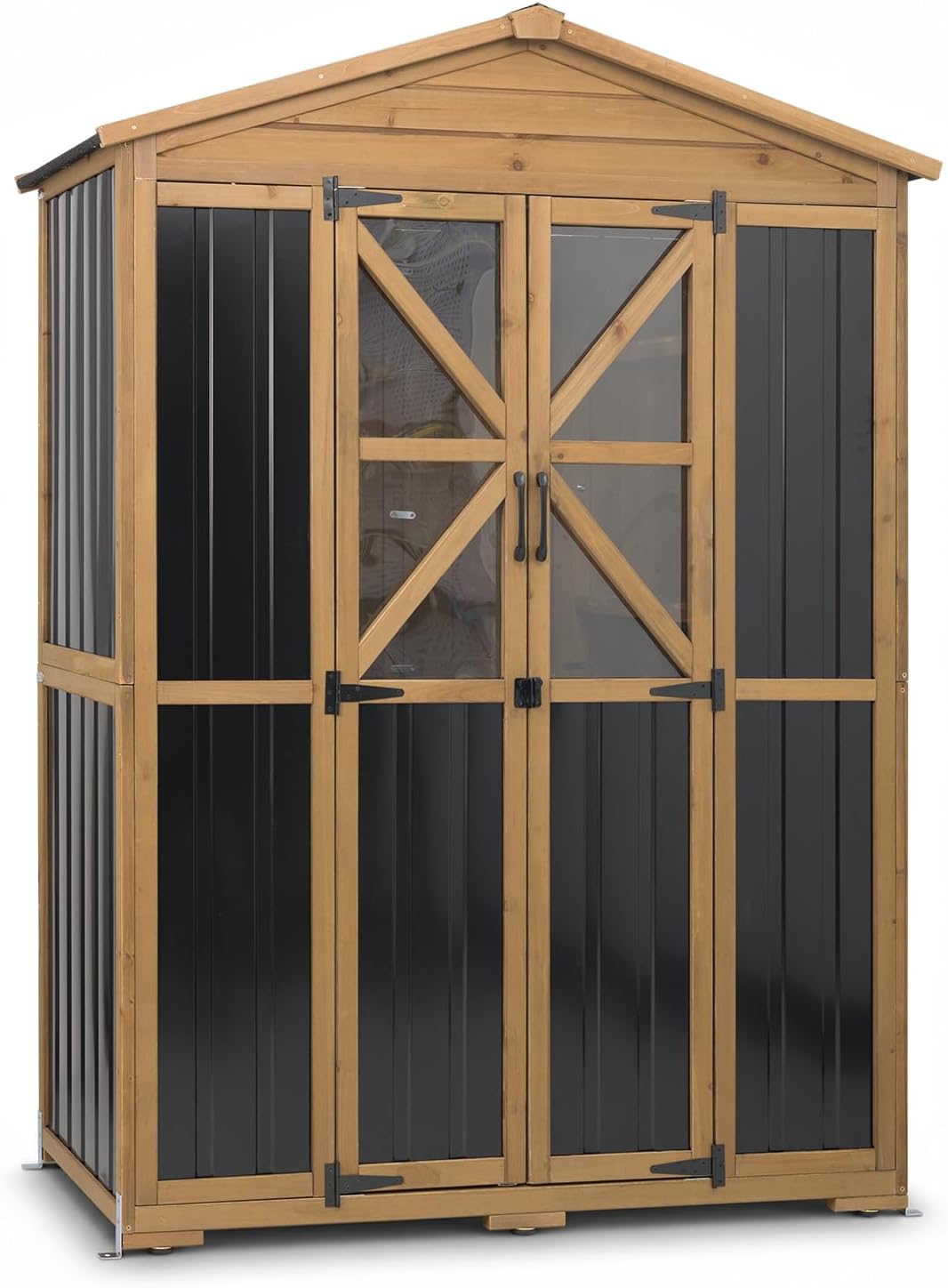 Outdoor Storage Cabinet, Weatherproof Garden Shed with 6 Shelves for Tools