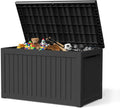 300 Gallon Outdoor Storage Box Waterproof Lockable Resin Deck Box Large, Patio Storage Bin for Pool Accessories Cushion Furniture, Garden Tools, UV-Resistant Outside Delivery Black