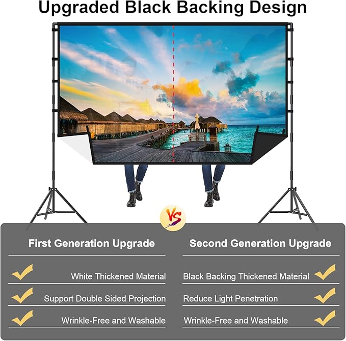 Outdoor Projector Screen with Stand, TOWOND 120 inch Portable Projector Screen