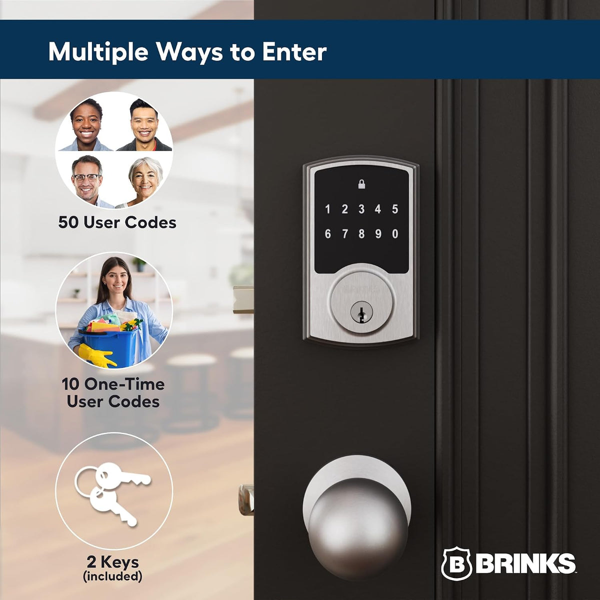 brinks keyless entry electronic touchpad door lock showing dimensions