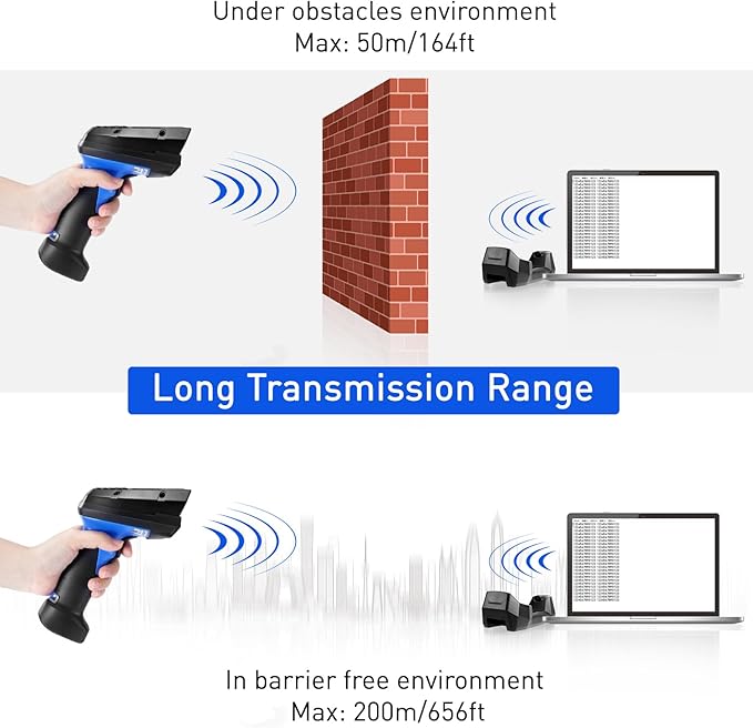 Inventory Scanner Wireless, JRHC 1D Laser Barcode Scanner