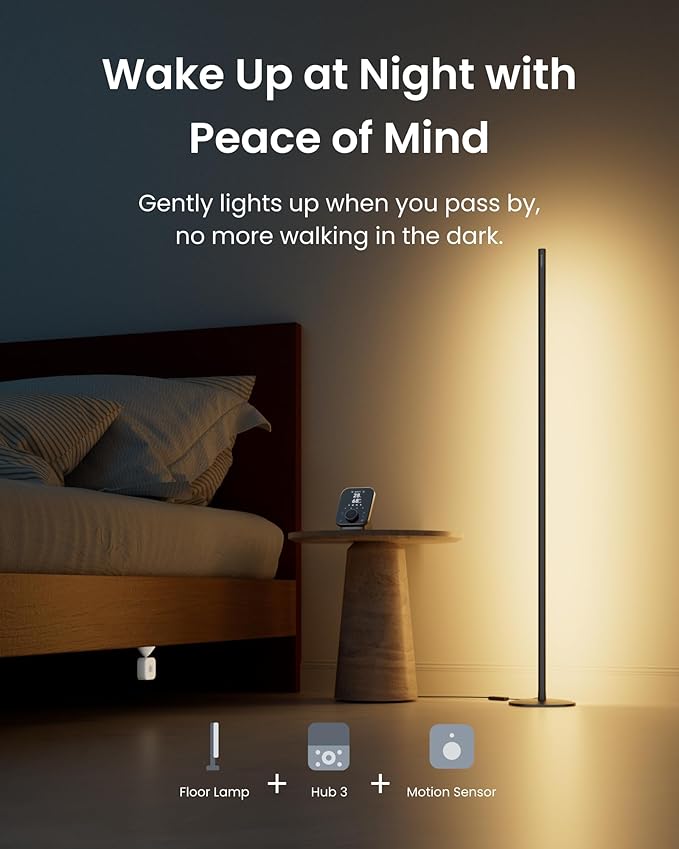 SwitchBot Floor Lamp with Matter, Warm Cool White, Corner Floor Lamp Compatible