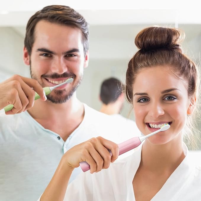 7AM2M Rechargeable Sonic Electric Toothbrush 2 Pack, Soft Toothbrushes