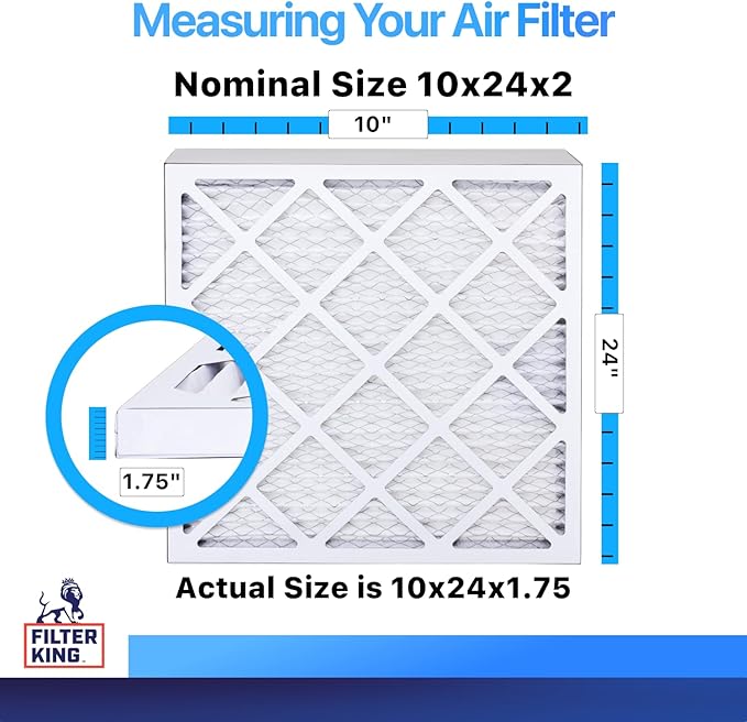 Filter King 10x24x2 Air Filter | 4-PACK | MERV 8 HVAC Pleated A/C Furnace