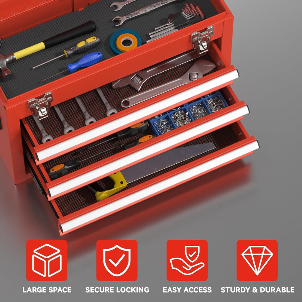 3-drawer small tool box, tool chest with evc, package contents