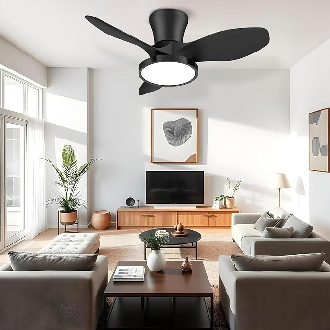 ocioc Quiet Ceiling Fan with LED Light DC motor 32 inch Large Air Volume Remote