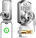 TEEHO TE018 Smart Keypad Door Lock with Handle, App Control, Satin Nickle