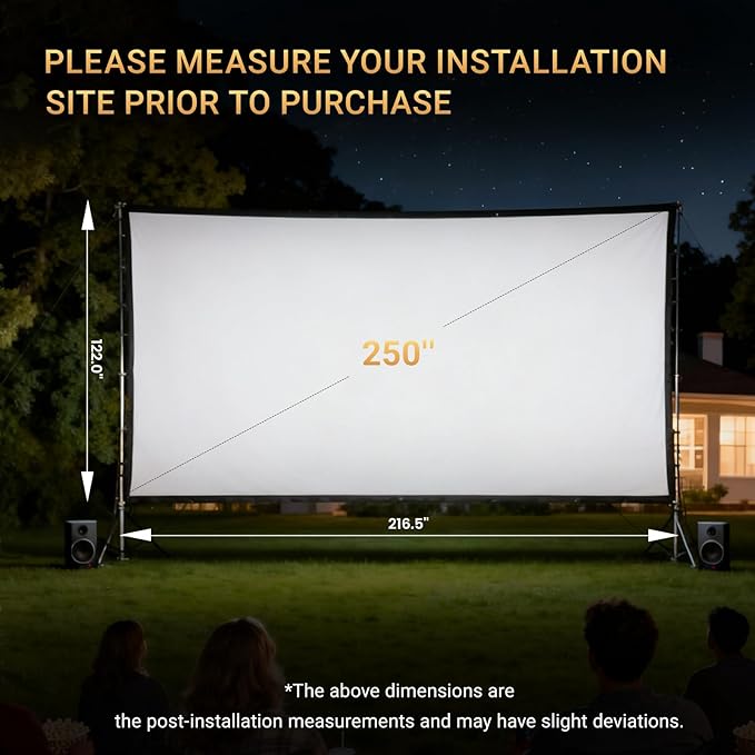 250 Inch Extra Large Projector Screen | Cinema-Grade Huge Movie Screen