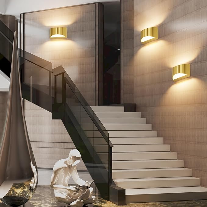 Aipsun Brushed Brass Wall Sconce Indoor Wall Lights Hardwired 1 Pack Up and