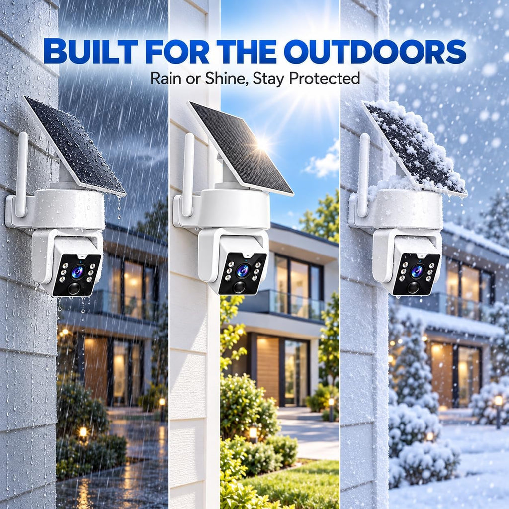 Security Cameras Wireless Outdoor, No Subscription 500GB Local Storage, Solar Powered Cameras For Home Security, PTZ Auto Tracking, 4Cam-Kit, Color Night Vision Home Security Camera System,5G/2.4G