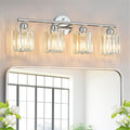 FDPBY Modern 4 Light Crystal Vanity Light, Chrome Vertical Bathroom Light