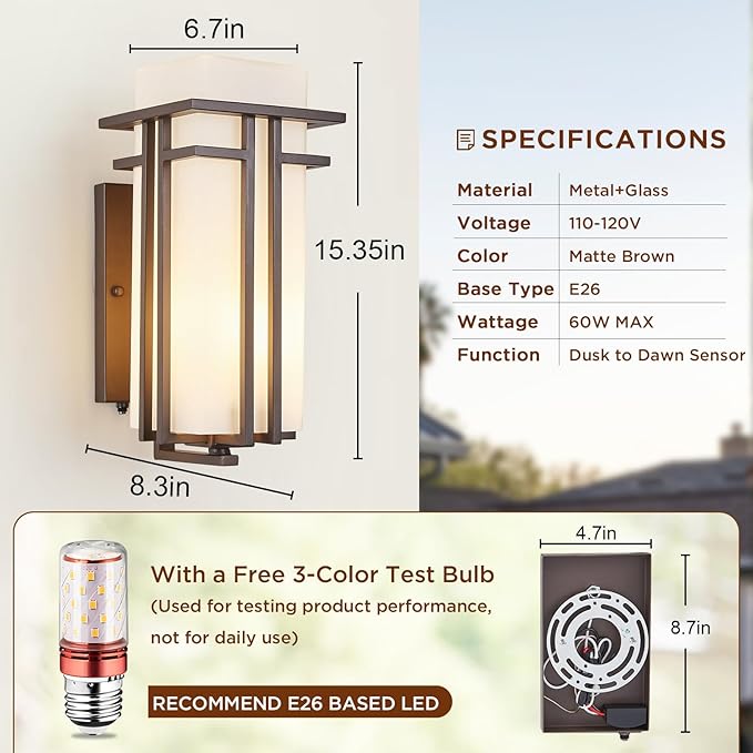 15.35"H Matte Brown Outdoor Wall Light Large Outdoor Wall Lantern Oil Rubbed