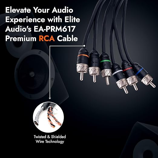 Elite Audio Premium Series 17ft. 6-Channel Car Audio RCA Cable – Double Shielded