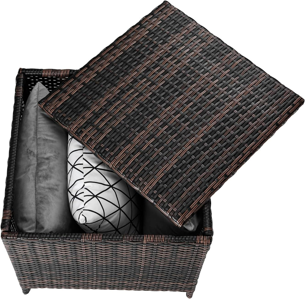 VINGLI 27 Gallon Outdoor Deck Box, Wicker Outdoor Storage Box with Lid, Small...