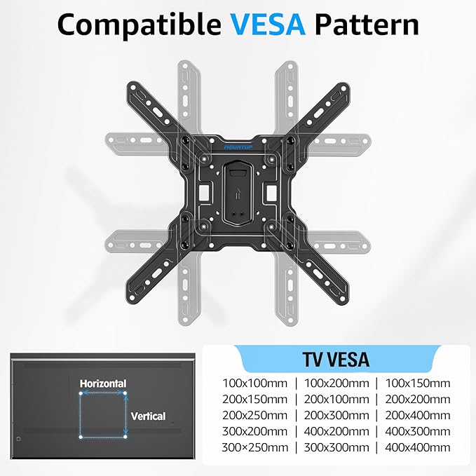 MOUNTUP Ultra Slim Full Motion TV Wall Mount, 1.3" Thin Low Profile TV Bracket
