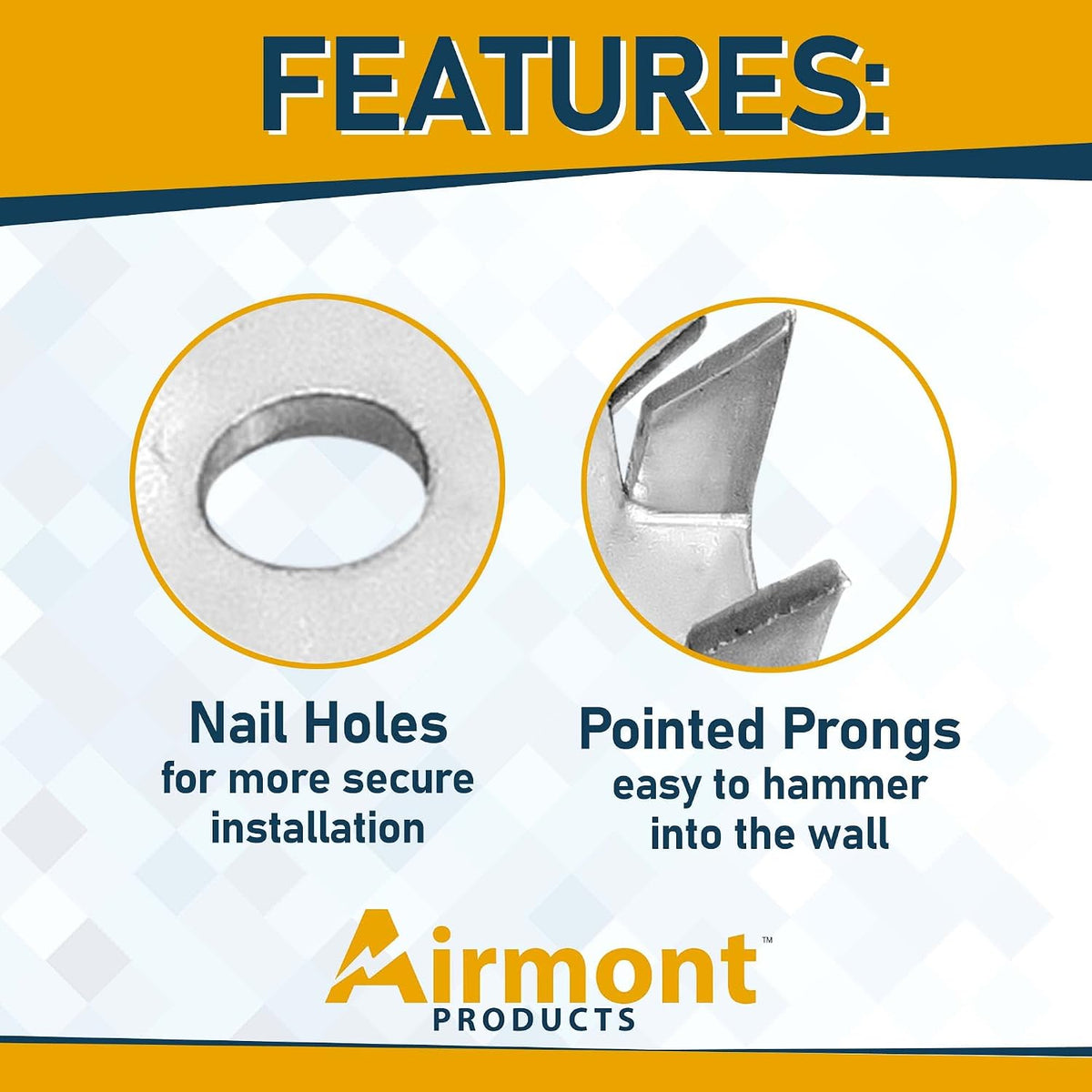 Safety Nail Plate Stud Guard, 1.5 x 2.5 In, 200 Pack | Protection plate shield for electrical wire and pipe. 16-gauge zinc-plated steel, sharp prongs, corrosion resistant.