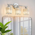 FDPBY Modern 3 Light Crystal Vanity Light, Chrome Vertical Bathroom Light