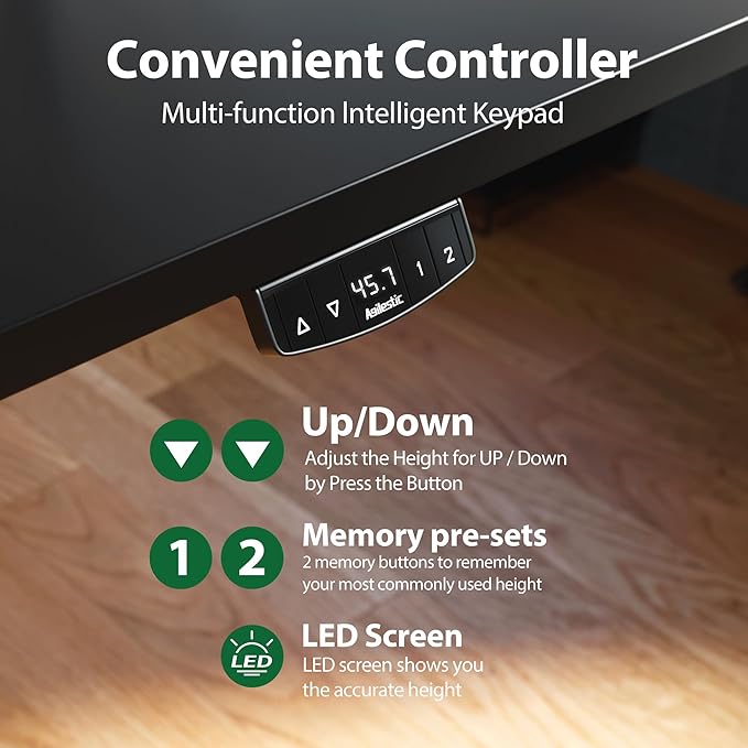 Agilestic Electric Standing Desk, Extra Large 71 x 31.5 Inches Height
