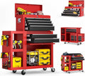 8-Drawer Rolling Tool Chest,3-in-1 Tool Box on Wheels with Lockable Steel Cabinet, Detachable Top Toolbox & Bottom Storage Cart with Additional Cabinet for Repair Room,Warehouse,2026 Red
