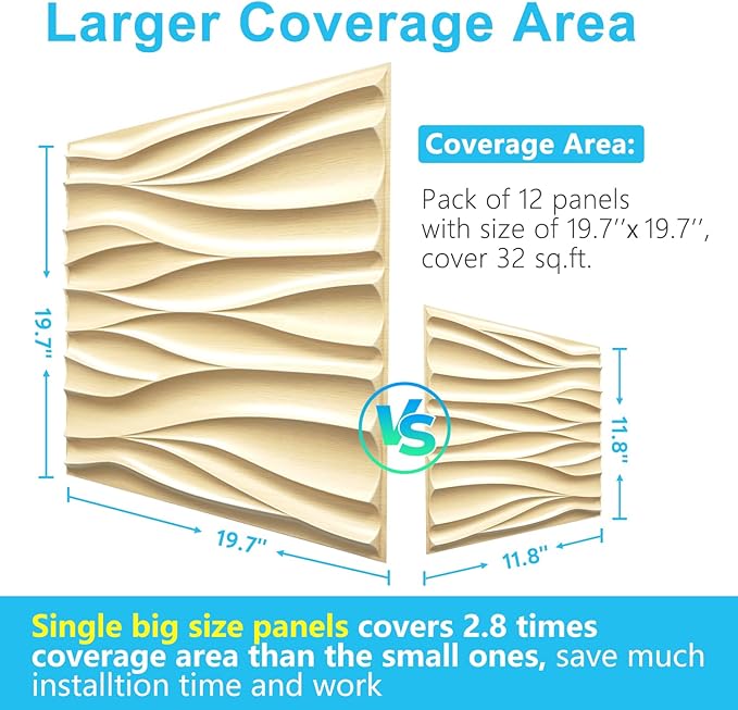 STICKGOO Wave Wall Panels for Interior Wall Decor, Light Oak 3D Wall Panels (Pack of 12)