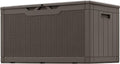 Greesum 100 Gallon Resin Patio Storage Box for Garden Tools, Dark Brown