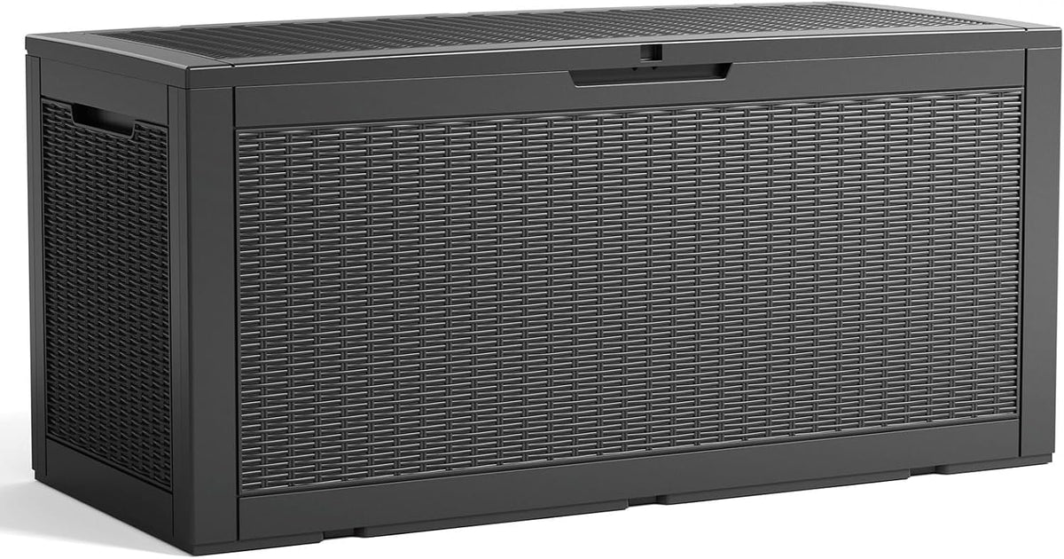 101 gallon Resin Deck Box, Outdoor Storage Box, Waterproof UV Resistant Lockable，Weatherproof Organizer for Patio Furniture Cushions, Pool Accessories, Garden Tools, Indoor & Outdoor Use