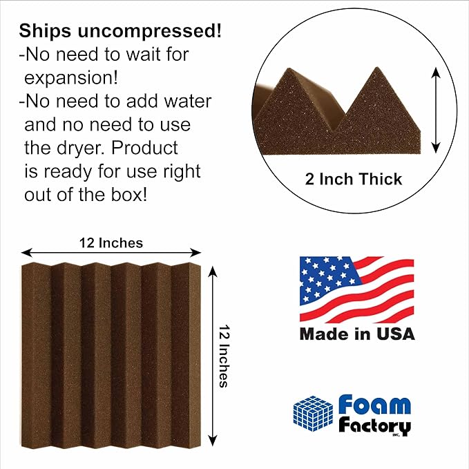 Foam Factory Inc 24 Pack Color Acoustic Foam Panel Studio Soundproofing Wedge