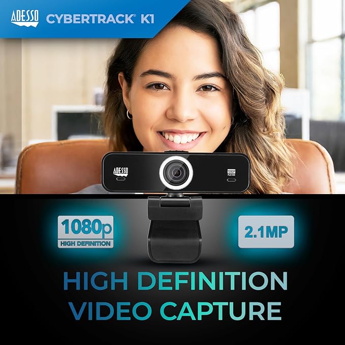 Adesso CyberTrack K1 1080P Full HD Fixed Focus USB Webcam