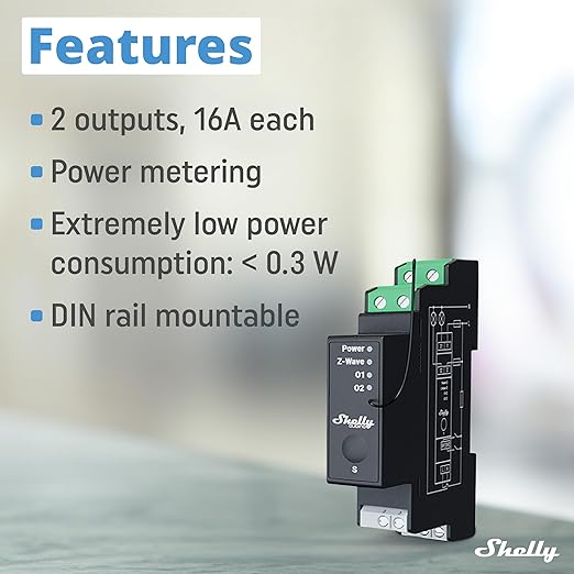 Shelly Wave Pro 2PM US LR | Z-Wave Long Range 2-Channel Smart Relay Switch