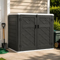 ADDOK Outdoor Storage Cabinet, 48 Cu.Ft Horizontal Resin Storage Shed