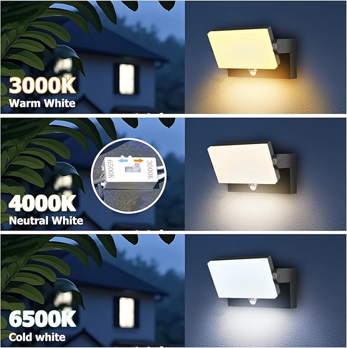rosykite 40W LED Wall Pack Lights Outdoor Motion Sensor, 360 °Rotation 5000K