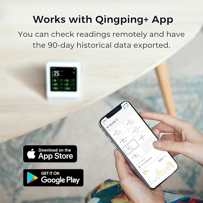 Qingping Air Quality Monitor Gen 2, Air Quality Monitor Indoor Detects PM2.5