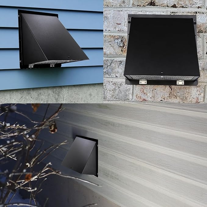 8 inch Hooded Wall Vent with Screen and Damper, Wall Vent Cover Exhaust Vent