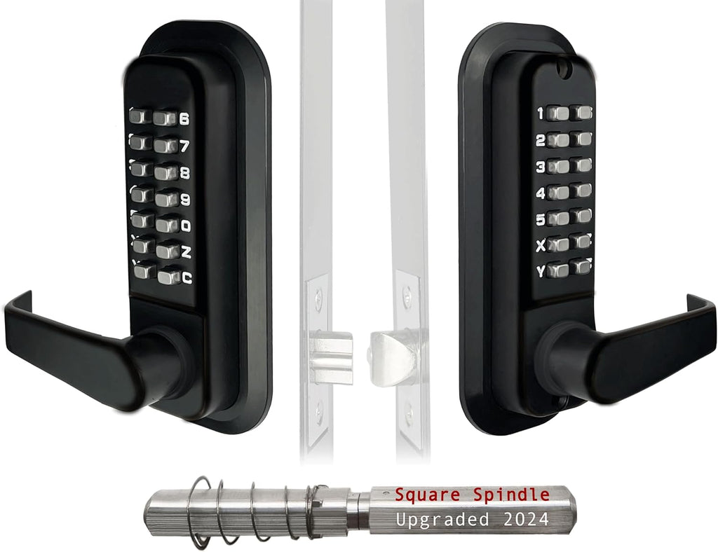 JOUNJIP Double-Sided Mechanical Keyless Door Lock Lever Handle Matte Black