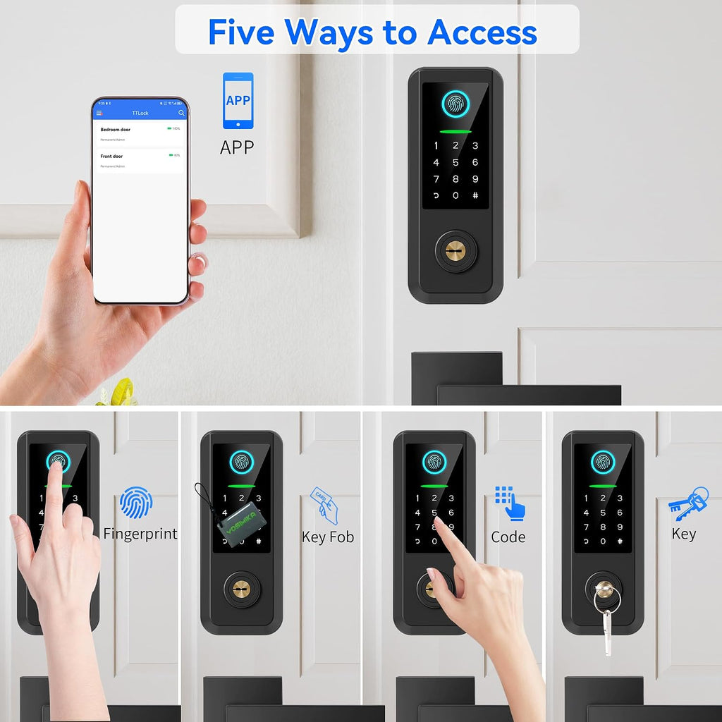 keyless entry door lock with handle set,smart front, side view