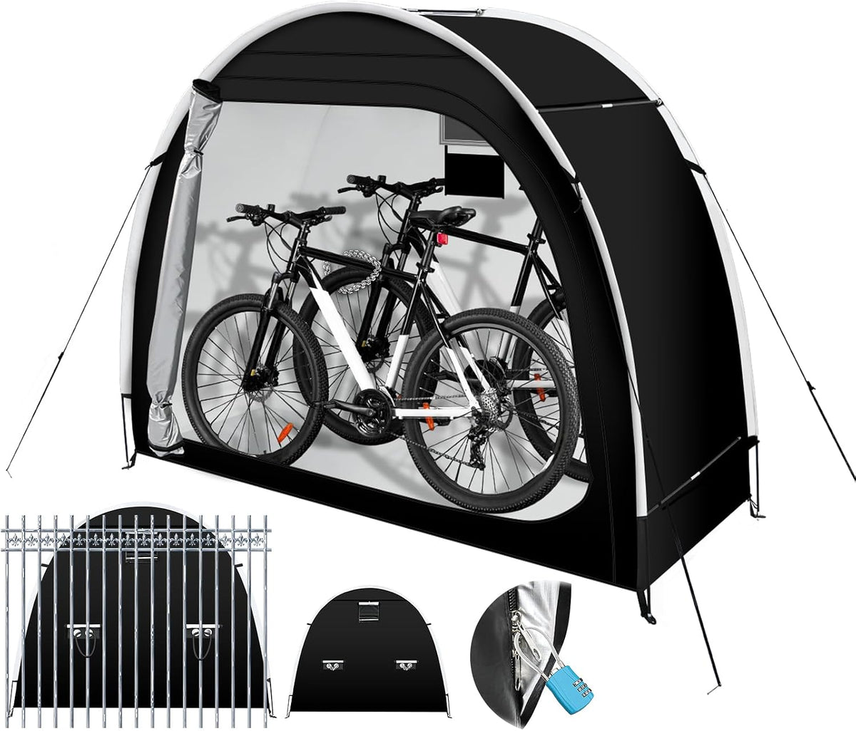 Anti-Theft Bike Storage Tent, PU5000 Waterproof Shed for 2 Bikes